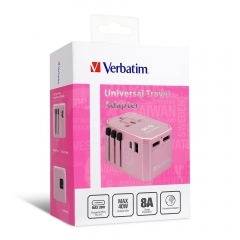 【1年原廠保養&原裝香港行貨】Verbatim 4 Ports QC/PD旅行充電器  轉換插頭 (粉紅) 66199