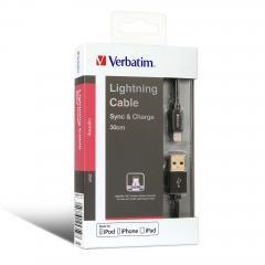 【7日包換&蘋果MFi認證&原裝香港行貨】Verbatim Sync & Charge Step-up Lightning 充電傳輸線 叉電線 充電線 數據線（30cm/120cm）黑色65359-65360
