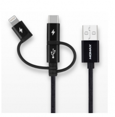 【原裝香港行貨 &2年原廠保養 】Momax OneLink DX1B 3合1 (Type-C/Micro/Lightning) USB線 100cm叉電線 充電線 數據線 三和一插電線DX1
