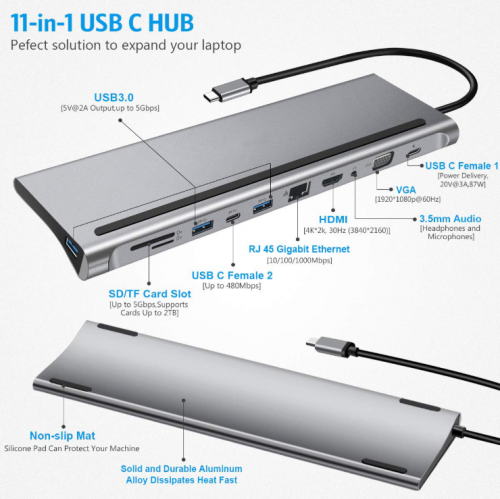 Type-C Hub 十一合一多功能擴展器 轉接器  type c轉HDMI高清集線器HUB