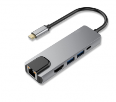USB 3.1 Typec 轉hdmi+Gigabit Ethernet+USB+PD 多合一擴展塢