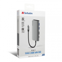 Verbatim 4-in-1 Type C Hub 連 120GB SSD 灰色 66446 香港行貨