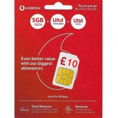 vodafone UK 英國30日 4G 5GB上網卡+無限英國分鐘
