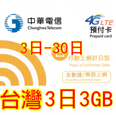 【即插即用】台灣4G 3日 5日 7日 10日 15日 30日無限上網卡 數據卡Sim卡 電話咭data